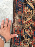 3'10 x 7'7 Antique Shiraz Tribal Rug - Blue Parakeet Rugs