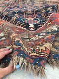 3'10 x 7'7 Antique Shiraz Tribal Rug - Blue Parakeet Rugs