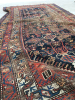 3'10 x 7'7 Antique Shiraz Tribal Rug - Blue Parakeet Rugs