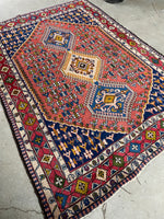 5'9 x 8' Vintage Persian Shiraz rug #2750ML / Large Vintage Rug - Blue Parakeet Rugs