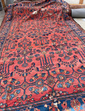 8'3 x 13' Antique 1920s watermelon ground Mahal rug #2065 / 8x13 Vintage Rug - Blue Parakeet Rugs