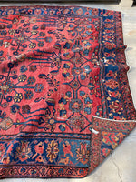 8'3 x 13' Antique 1920s watermelon ground Mahal rug #2065 / 8x13 Vintage Rug - Blue Parakeet Rugs