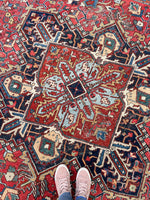 8'6 x 11’10 Antique Persian Heriz rug #2402 - Blue Parakeet Rugs