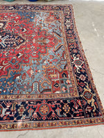 8'6 x 11’10 Antique Persian Heriz rug #2402 - Blue Parakeet Rugs