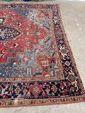 8'6 x 11’10 Antique Persian Heriz rug #2402 - Blue Parakeet Rugs
