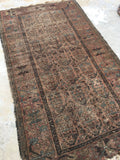3'8 x 6' worn Kurdish Rug with large paisleys - Blue Parakeet Rugs