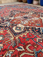 8'6 x 11’10 Antique Persian Heriz rug #2402 - Blue Parakeet Rugs