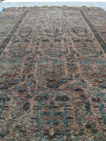 3'8 x 6' worn Kurdish Rug with large paisleys - Blue Parakeet Rugs