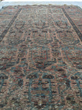 3'8 x 6' worn Kurdish Rug with large paisleys - Blue Parakeet Rugs