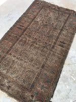 3'8 x 6' worn Kurdish Rug with large paisleys - Blue Parakeet Rugs