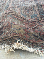 3'8 x 6' worn Kurdish Rug with large paisleys - Blue Parakeet Rugs