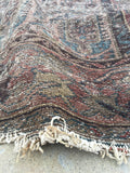 3'8 x 6' worn Kurdish Rug with large paisleys - Blue Parakeet Rugs