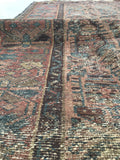 3'8 x 6' worn Kurdish Rug with large paisleys - Blue Parakeet Rugs