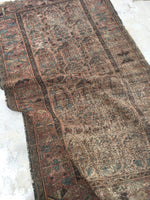 3'8 x 6' worn Kurdish Rug with large paisleys - Blue Parakeet Rugs