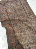 3'8 x 6' worn Kurdish Rug with large paisleys - Blue Parakeet Rugs