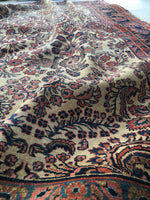 7'11 x 11' antique ivory Sarouk - Blue Parakeet Rugs