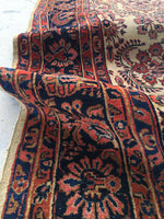 7'11 x 11' antique ivory Sarouk - Blue Parakeet Rugs
