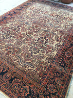 7'11 x 11' antique ivory Sarouk - Blue Parakeet Rugs