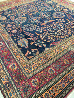 10'2 x 11'8 Antique early 1900s rug #711 - Blue Parakeet Rugs