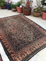 4'10" x 6'8" Persian Bibikabad Rug - Blue Parakeet Rugs