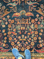 10'2 x 11'8 Antique early 1900s rug #711 - Blue Parakeet Rugs
