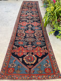 3'6 x 16'2 Antique Tribal Runner #2067 / 4x16 Vintage Runner - Blue Parakeet Rugs