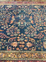 10'2 x 11'8 Antique early 1900s rug #711 - Blue Parakeet Rugs