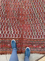 6'4 x 14'6 Antique worn paisley Persian Mahal rug #2068 / 6x15 Vintage Rug - Blue Parakeet Rugs