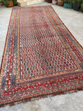 6'4 x 14'6 Antique worn paisley Persian Mahal rug #2068 / 6x15 Vintage Rug - Blue Parakeet Rugs