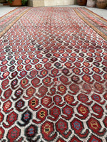 6'4 x 14'6 Antique worn paisley Persian Mahal rug #2068 / 6x15 Vintage Rug - Blue Parakeet Rugs