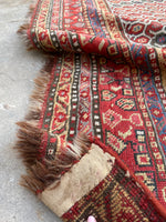 6'4 x 14'6 Antique worn paisley Persian Mahal rug #2068 / 6x15 Vintage Rug - Blue Parakeet Rugs