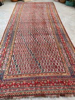 6'4 x 14'6 Antique worn paisley Persian Mahal rug #2068 / 6x15 Vintage Rug - Blue Parakeet Rugs