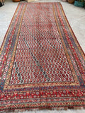6'4 x 14'6 Antique worn paisley Persian Mahal rug #2068 / 6x15 Vintage Rug - Blue Parakeet Rugs
