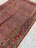 6'4 x 14'6 Antique worn paisley Persian Mahal rug #2068 / 6x15 Vintage Rug - Blue Parakeet Rugs