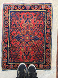 1'10 x 2'6 antique Persian Mohajeran Sarouk mat (#457N) - Blue Parakeet Rugs