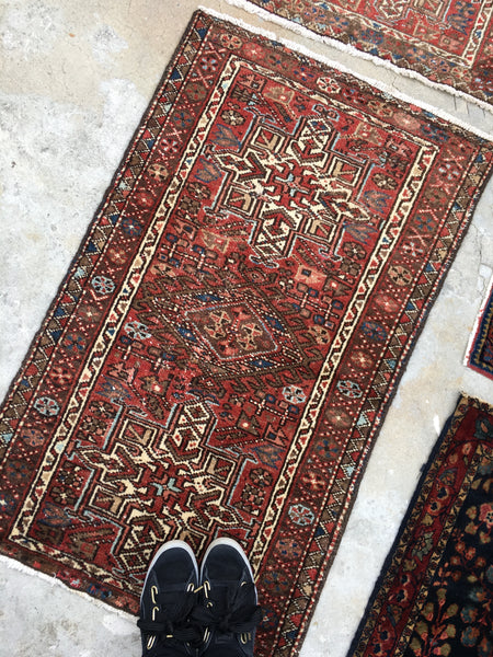 2'5 x 3'11 Gharajeh Heriz scatter rug - Blue Parakeet Rugs