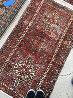 2'3 x 3'11 Gharajeh Heriz scatter rug - Blue Parakeet Rugs