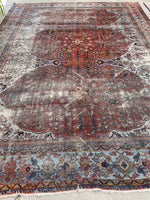 8'8 x 11'10 Antique 19th Century Mahal worn rug #1922ML / 9x12 Vintage rug - Blue Parakeet Rugs