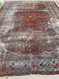 8'8 x 11'10 Antique 19th Century Mahal worn rug #1922ML / 9x12 Vintage rug - Blue Parakeet Rugs