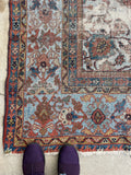 8'8 x 11'10 Antique 19th Century Mahal worn rug #1922ML / 9x12 Vintage rug - Blue Parakeet Rugs
