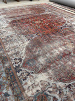 8'8 x 11'10 Antique 19th Century Mahal worn rug #1922ML / 9x12 Vintage rug - Blue Parakeet Rugs