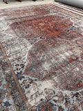 8'8 x 11'10 Antique 19th Century Mahal worn rug #1922ML / 9x12 Vintage rug - Blue Parakeet Rugs