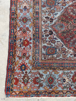 8'8 x 11'10 Antique 19th Century Mahal worn rug #1922ML / 9x12 Vintage rug - Blue Parakeet Rugs