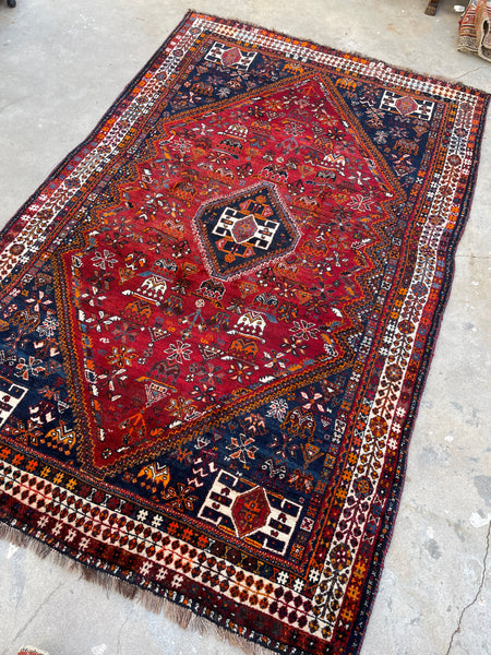 5x9 Vintage Persian Shiraz Rug #1575
