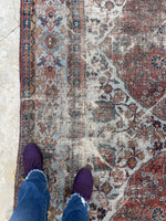 8'8 x 11'10 Antique 19th Century Mahal worn rug #1922ML / 9x12 Vintage rug - Blue Parakeet Rugs