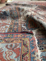 8'8 x 11'10 Antique 19th Century Mahal worn rug #1922ML / 9x12 Vintage rug - Blue Parakeet Rugs