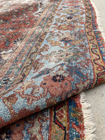 8'8 x 11'10 Antique 19th Century Mahal worn rug #1922ML / 9x12 Vintage rug - Blue Parakeet Rugs