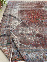 8'8 x 11'10 Antique 19th Century Mahal worn rug #1922ML / 9x12 Vintage rug - Blue Parakeet Rugs