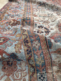 8'8 x 11'10 Antique 19th Century Mahal worn rug #1922ML / 9x12 Vintage rug - Blue Parakeet Rugs