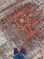 8'8 x 11'10 Antique 19th Century Mahal worn rug #1922ML / 9x12 Vintage rug - Blue Parakeet Rugs